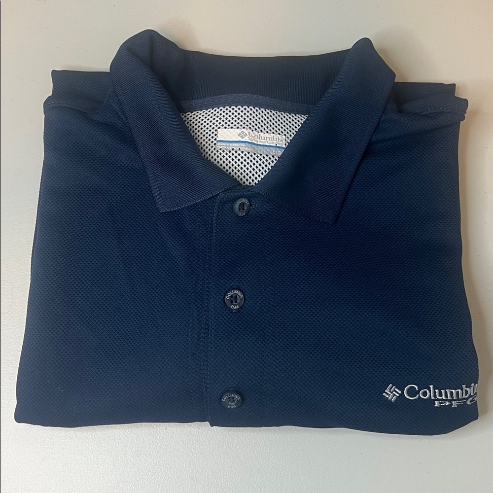 Columbia PFG Vented Athletic/Athleisure Polo Blue Size Large